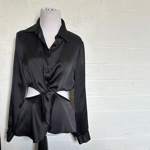 Elegant Black Satin Blouse